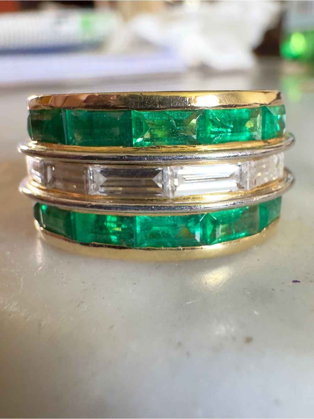 18k Emerald And Diamond Ring